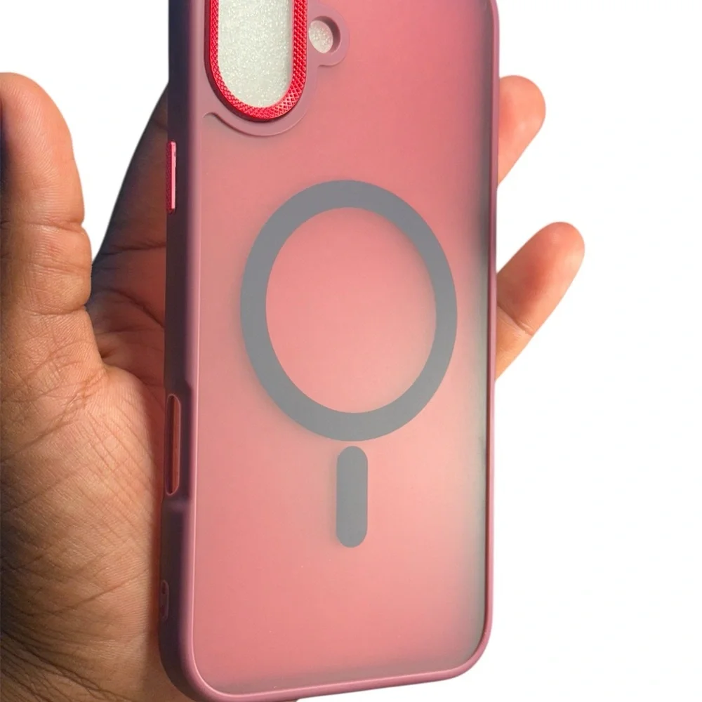 iPhone 16 Plus Case MagSafe Compatible – Matte Red Shockproof Slim Cover
